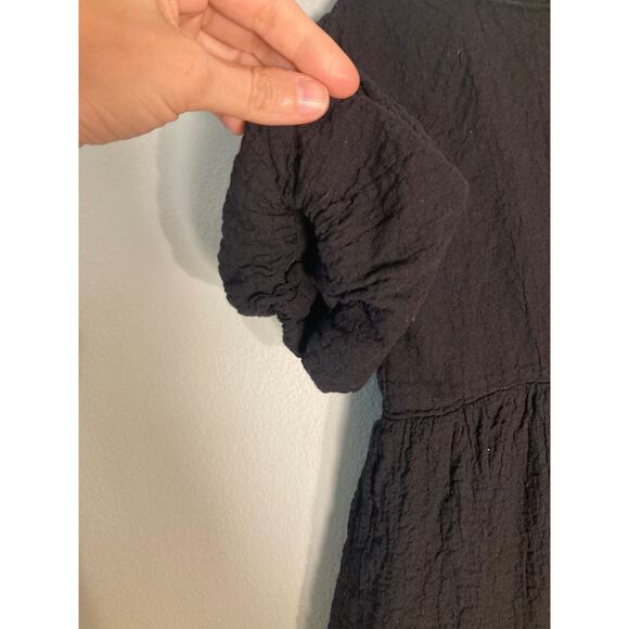 H&M Girls Black Puff Sleeve Lined Cotton Dress ~ Sz  S 6-7 ~ Adorable Simplicity - Picture 3 of 6